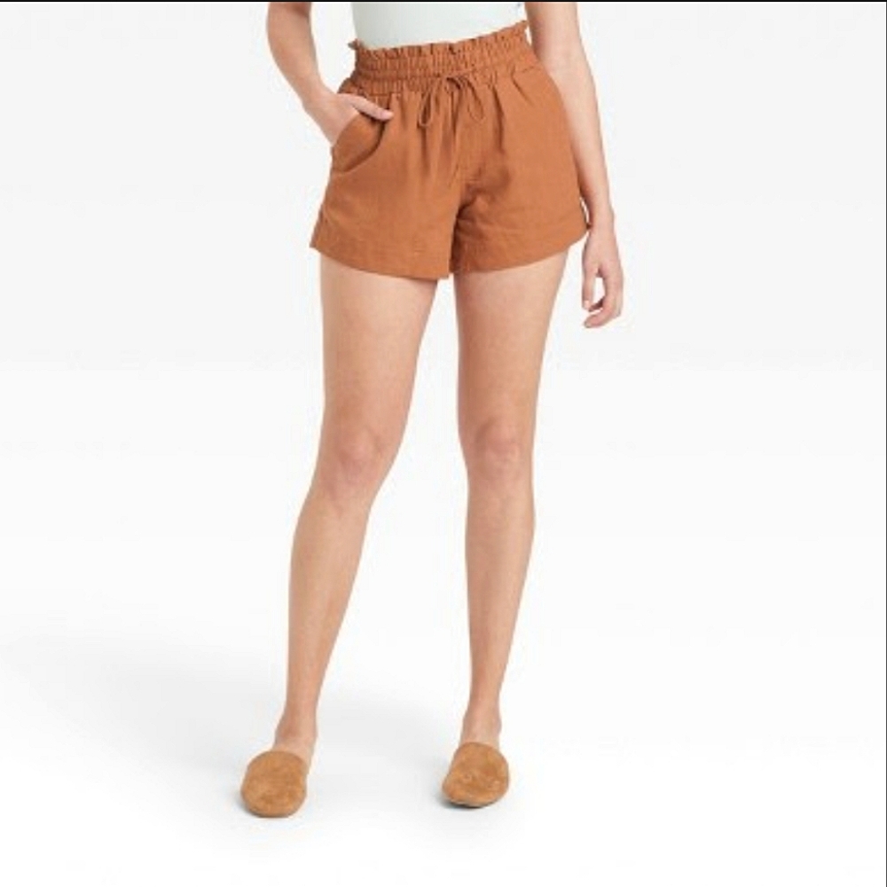 A New Day - Women's burnt orange high-waisted pull-on shorts